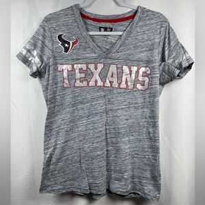 NFL Texans Heathered Gray V-Neck Tee L